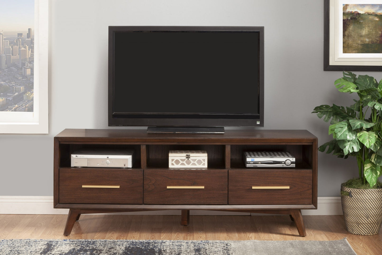 Brown Mahogany Solid Wood Media Console