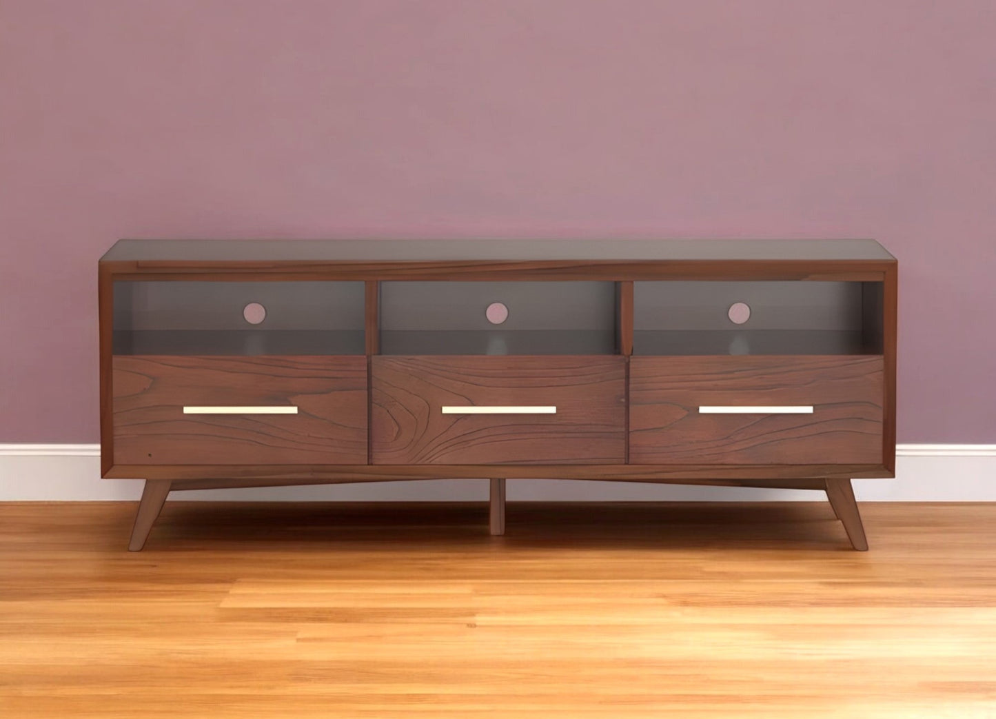 Brown Mahogany Solid Wood Media Console