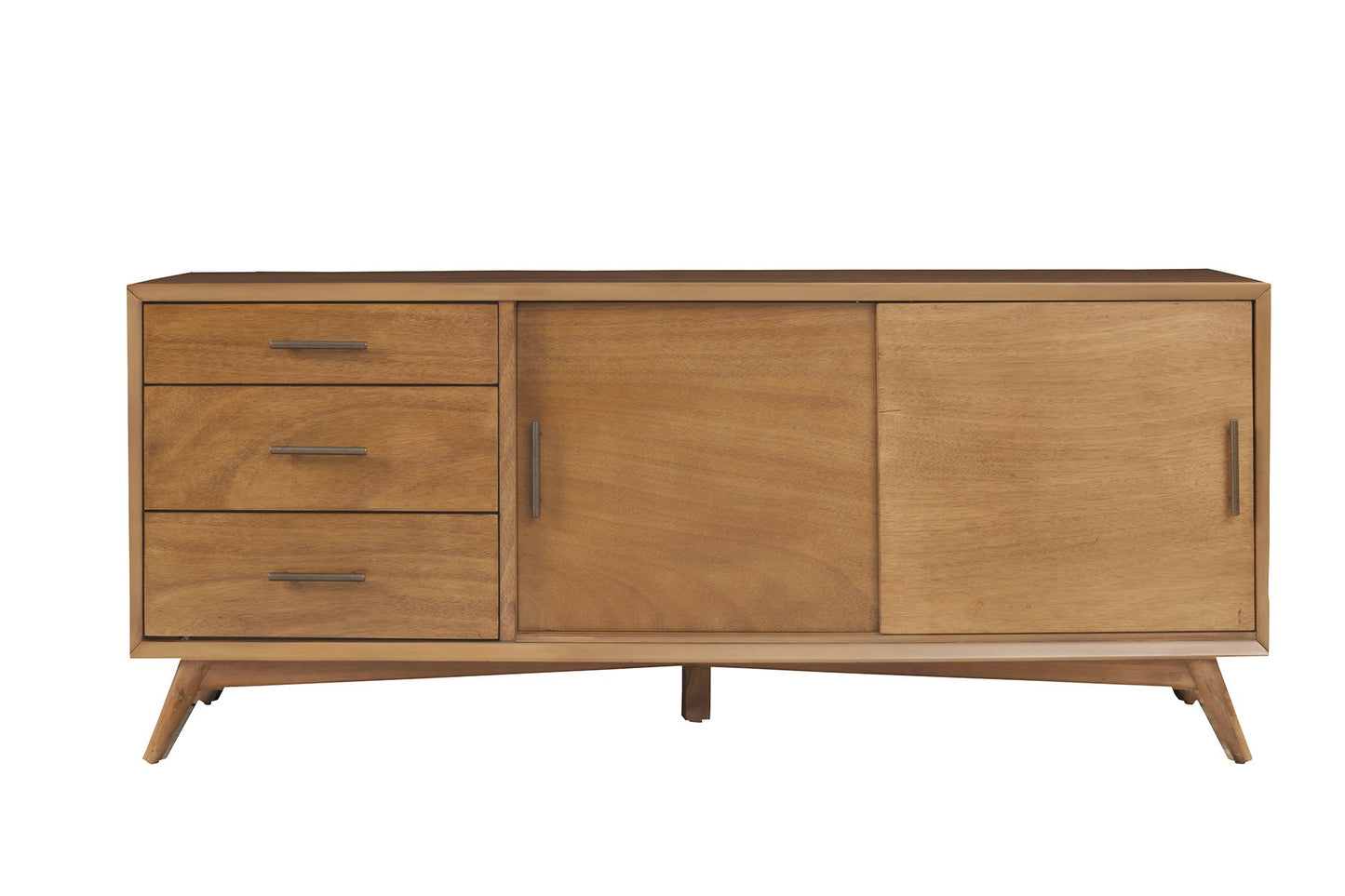 Brown Media Console w/ Drawers & Sliding Door