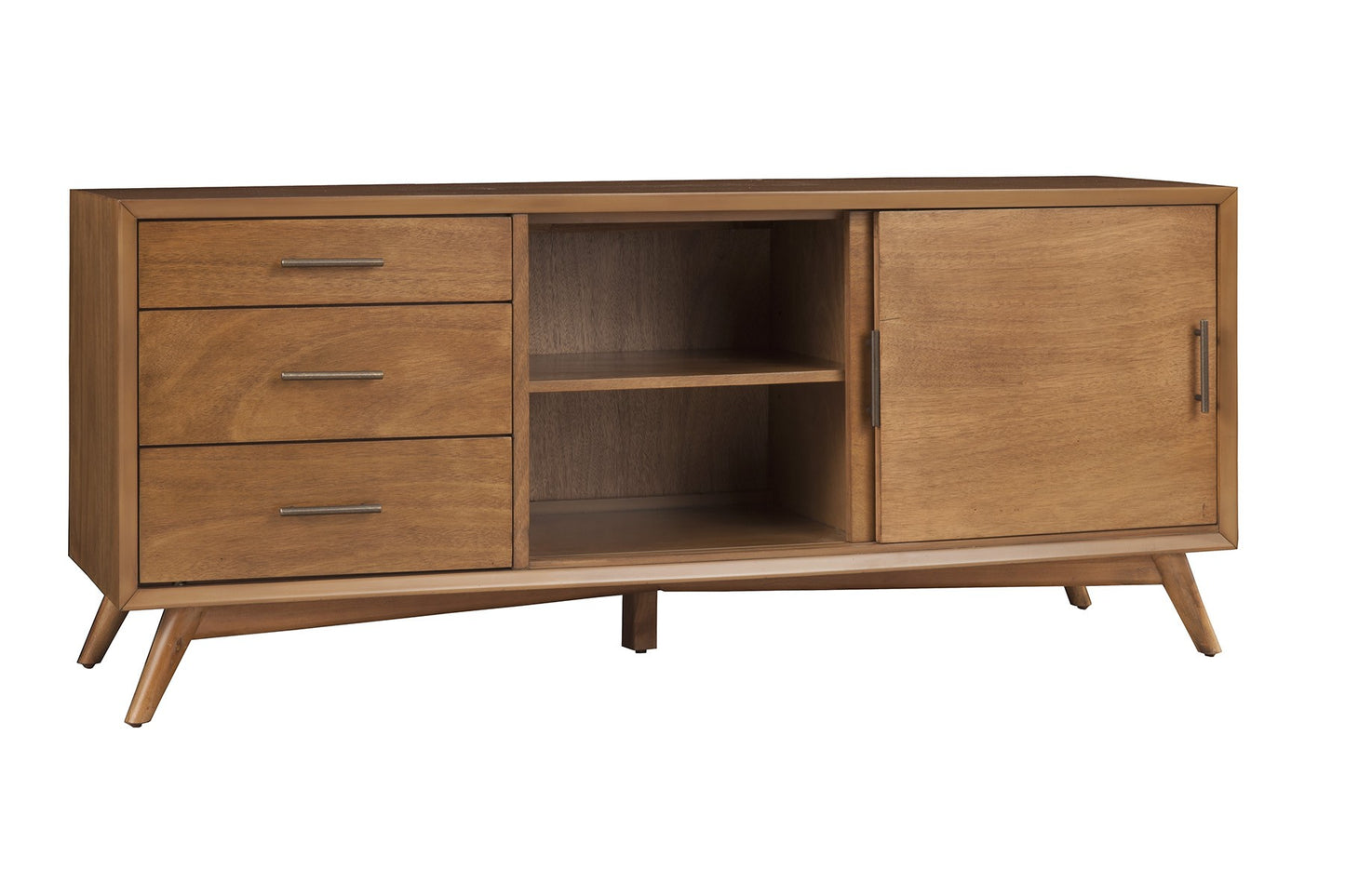 Brown Media Console w/ Drawers & Sliding Door