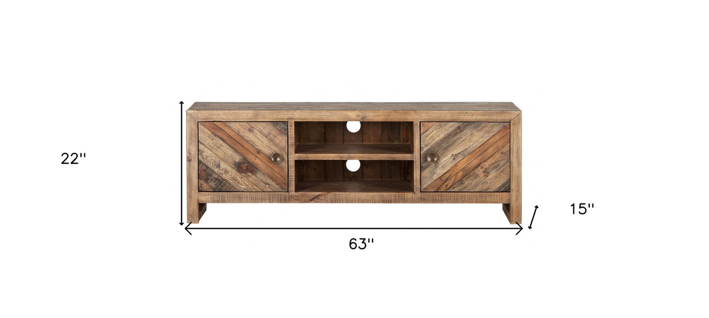 Wood Brown Reclaimed Pine Media Console