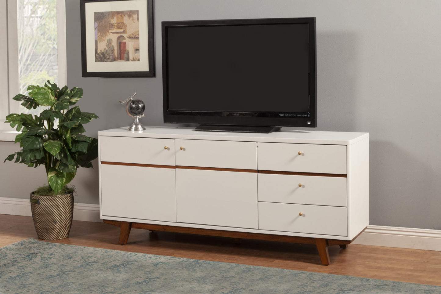 White Mahogany Solids & Veneer Media Console
