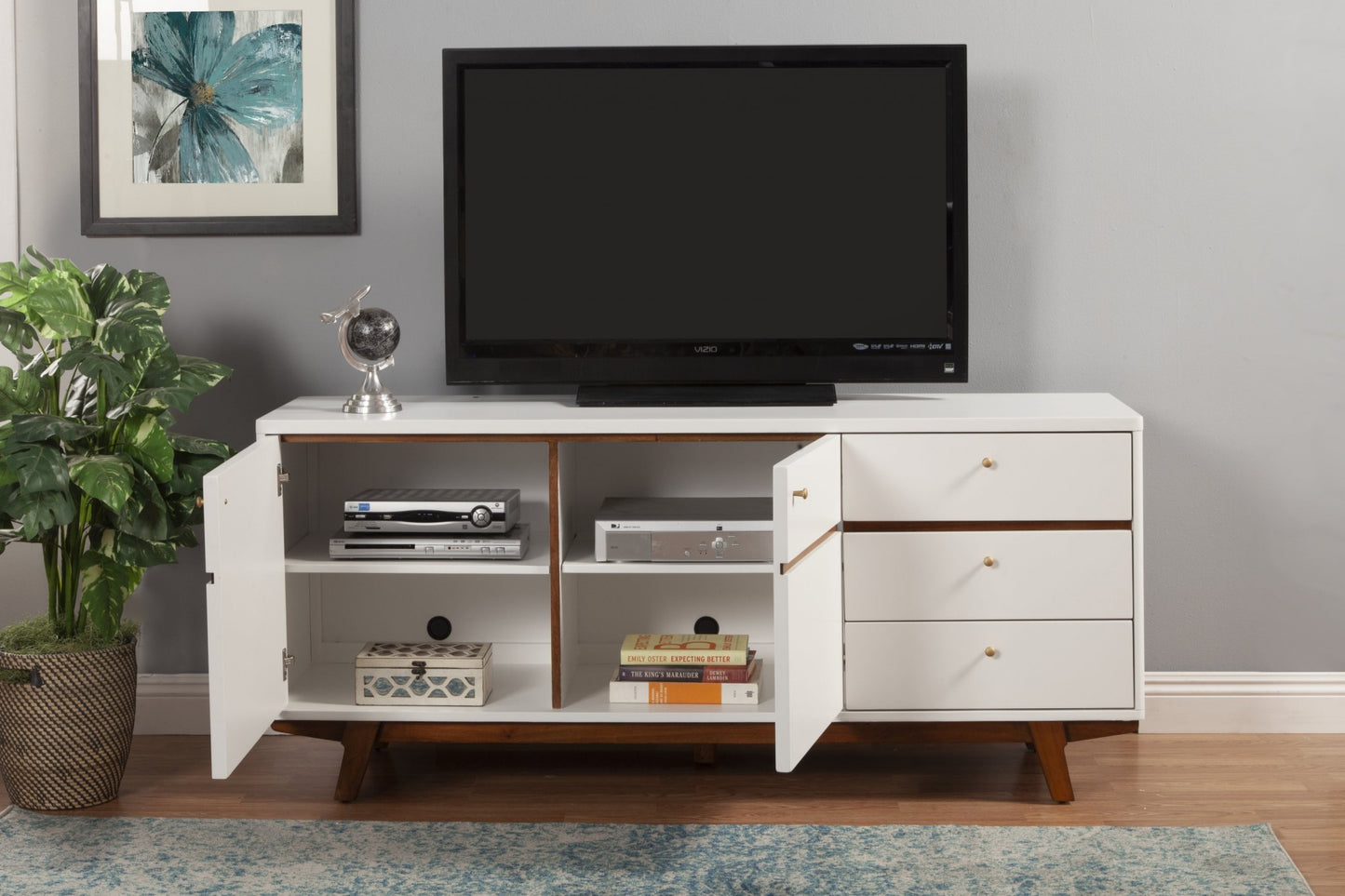 White Mahogany Solids & Veneer Media Console