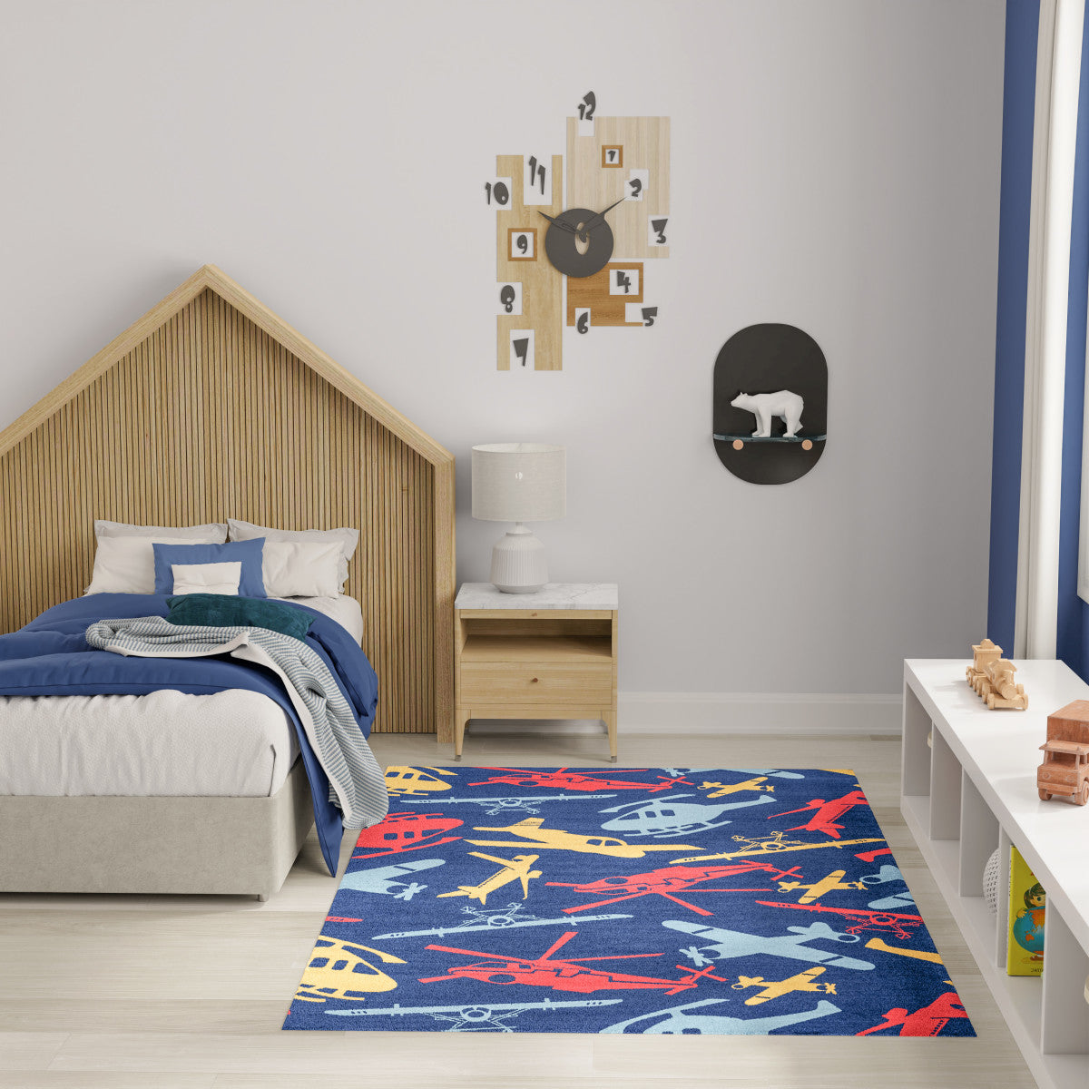 Nourison Imagination Navy & Multicolor Machine Washable Rug - Room Scene