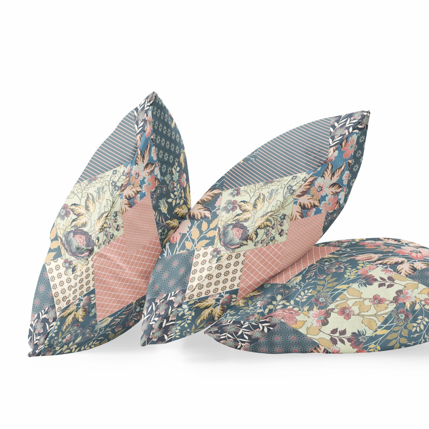 Green Peach Floral Suede Pillow