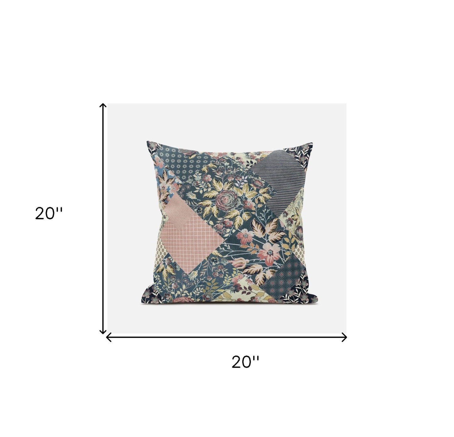 Green Peach Floral Suede Pillow