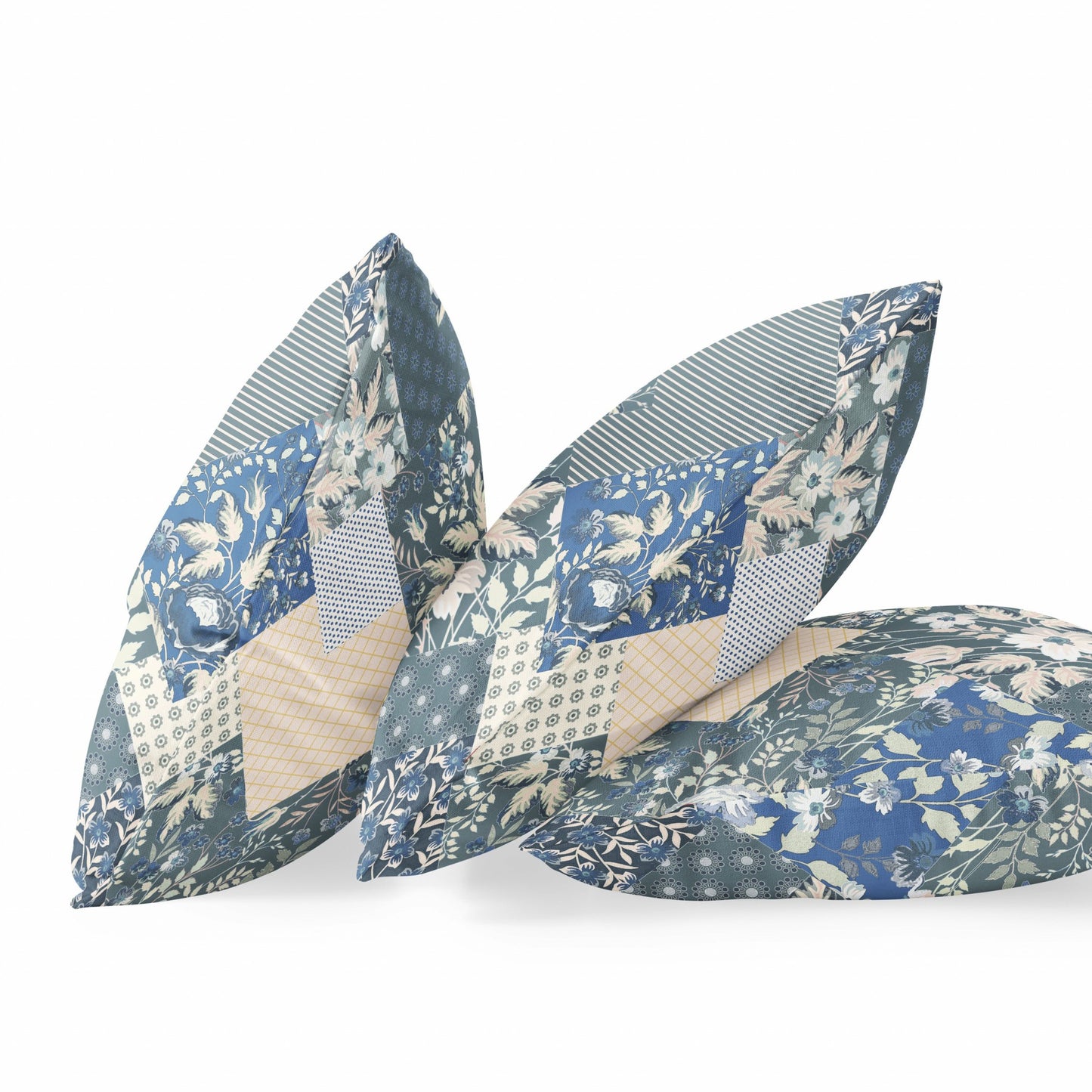 Gray Cream Floral Suede Pillow