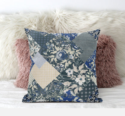 Gray Cream Floral Suede Pillow