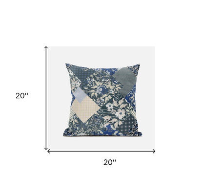 Gray Cream Floral Suede Pillow