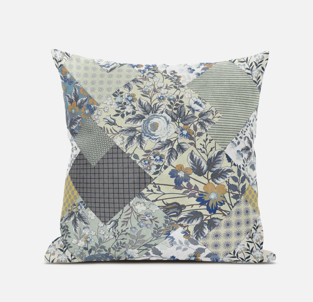 Sage Cream Floral Suede Pillow