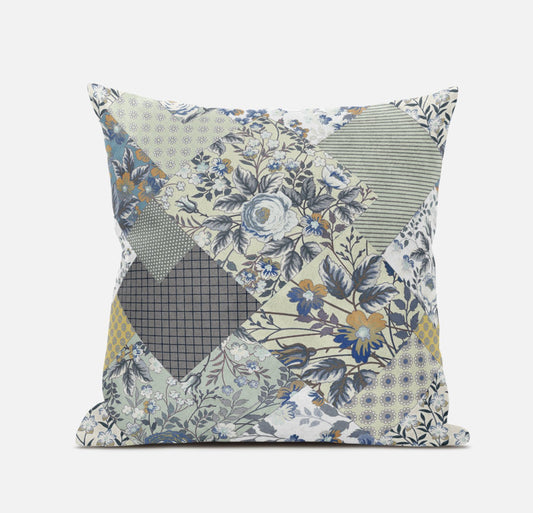 Sage Cream Floral Suede Pillow
