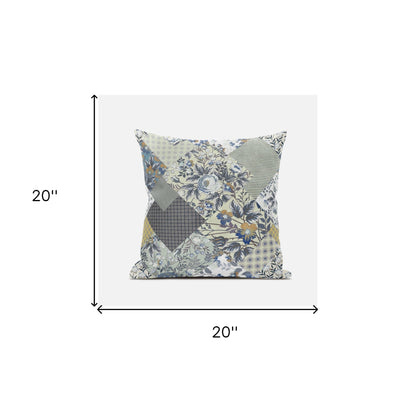 Sage Cream Floral Suede Pillow