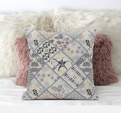 Cream Gray Patch Suede Pillow