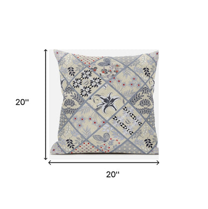 Cream Gray Patch Suede Pillow