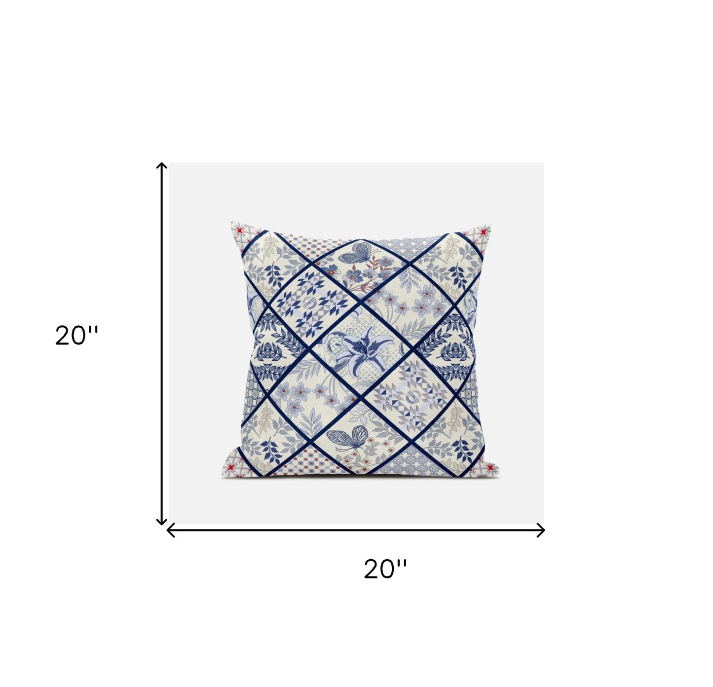 White Navy Patch Suede Pillow