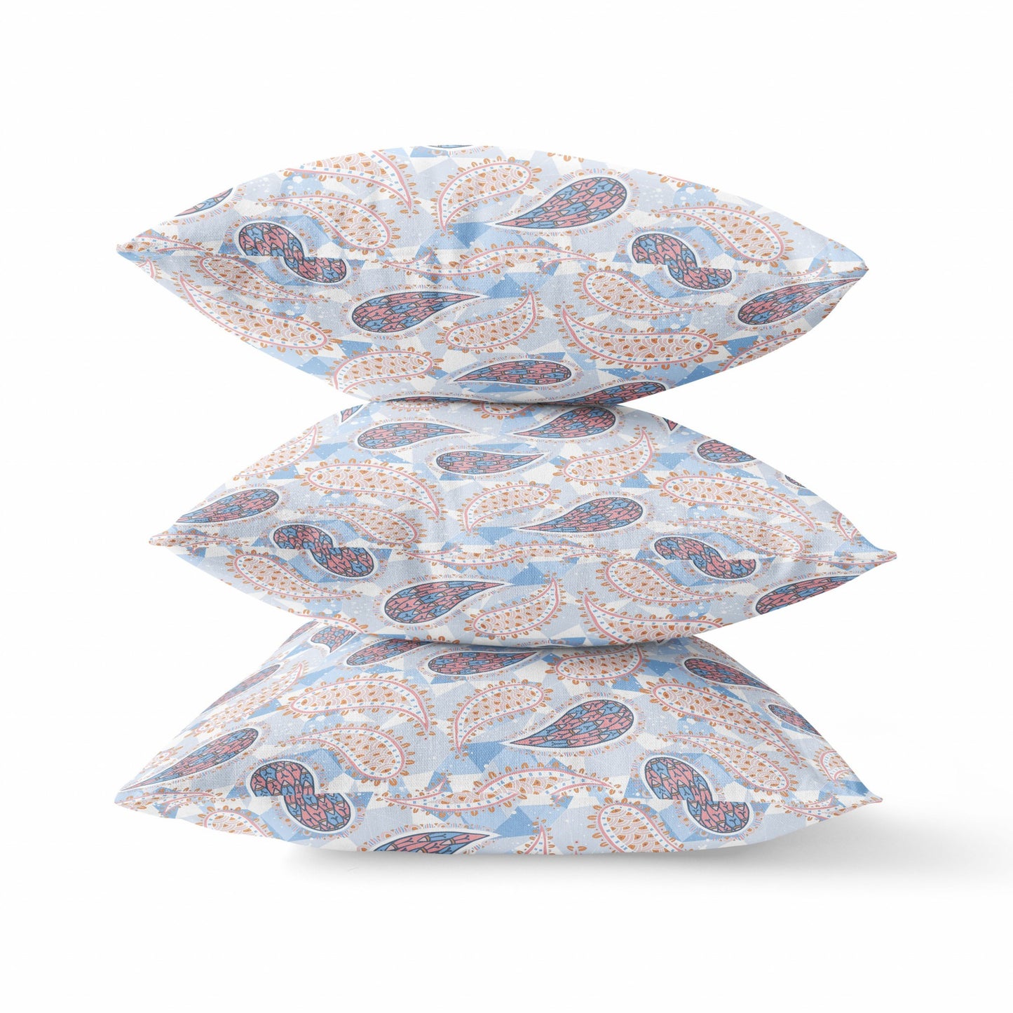 Blue Pink Boho Paisley Suede Pillow