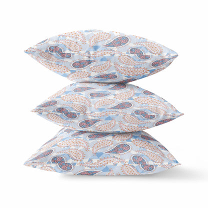Blue Pink Boho Paisley Suede Pillow