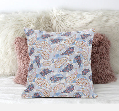Blue Pink Boho Paisley Suede Pillow