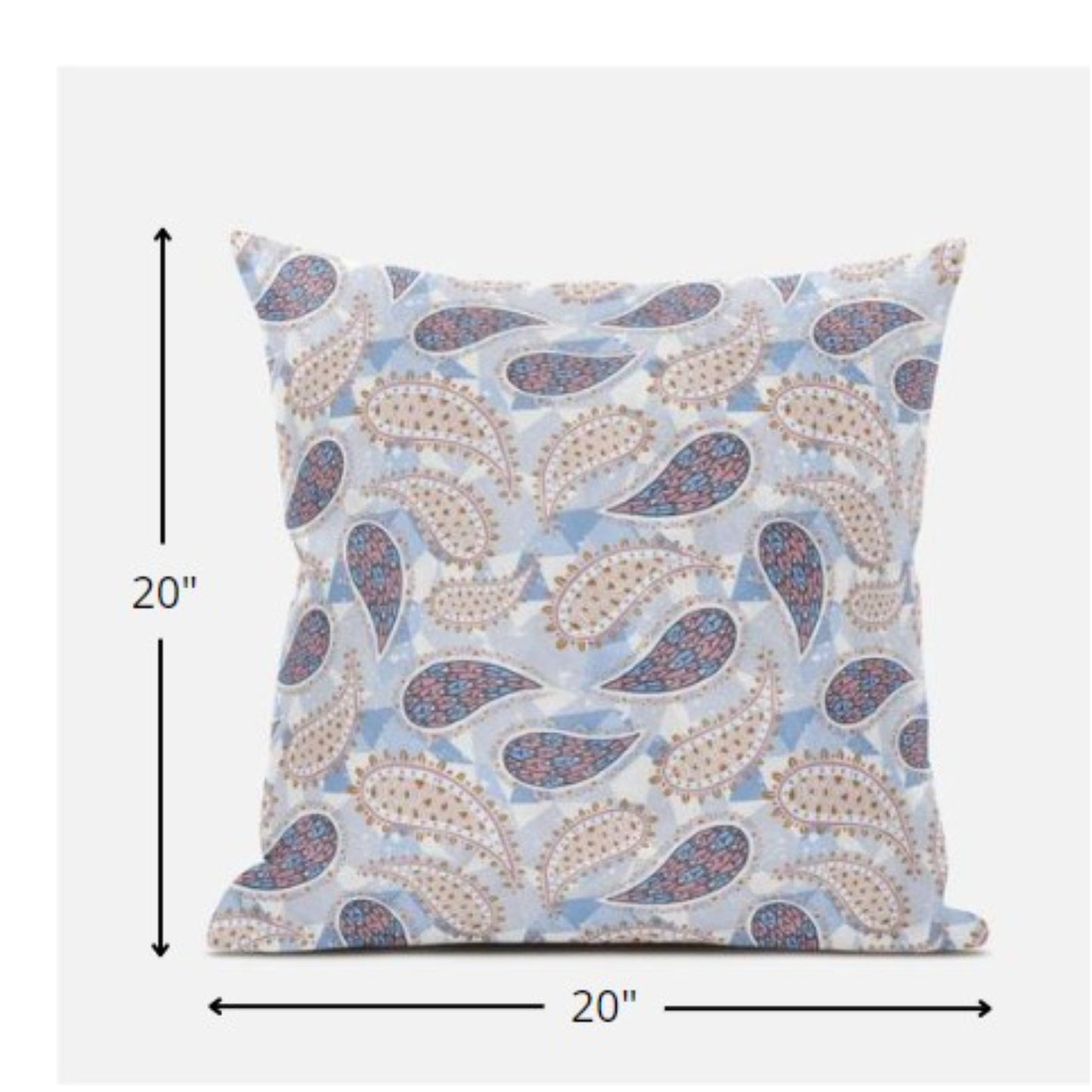 Blue Pink Boho Paisley Suede Pillow