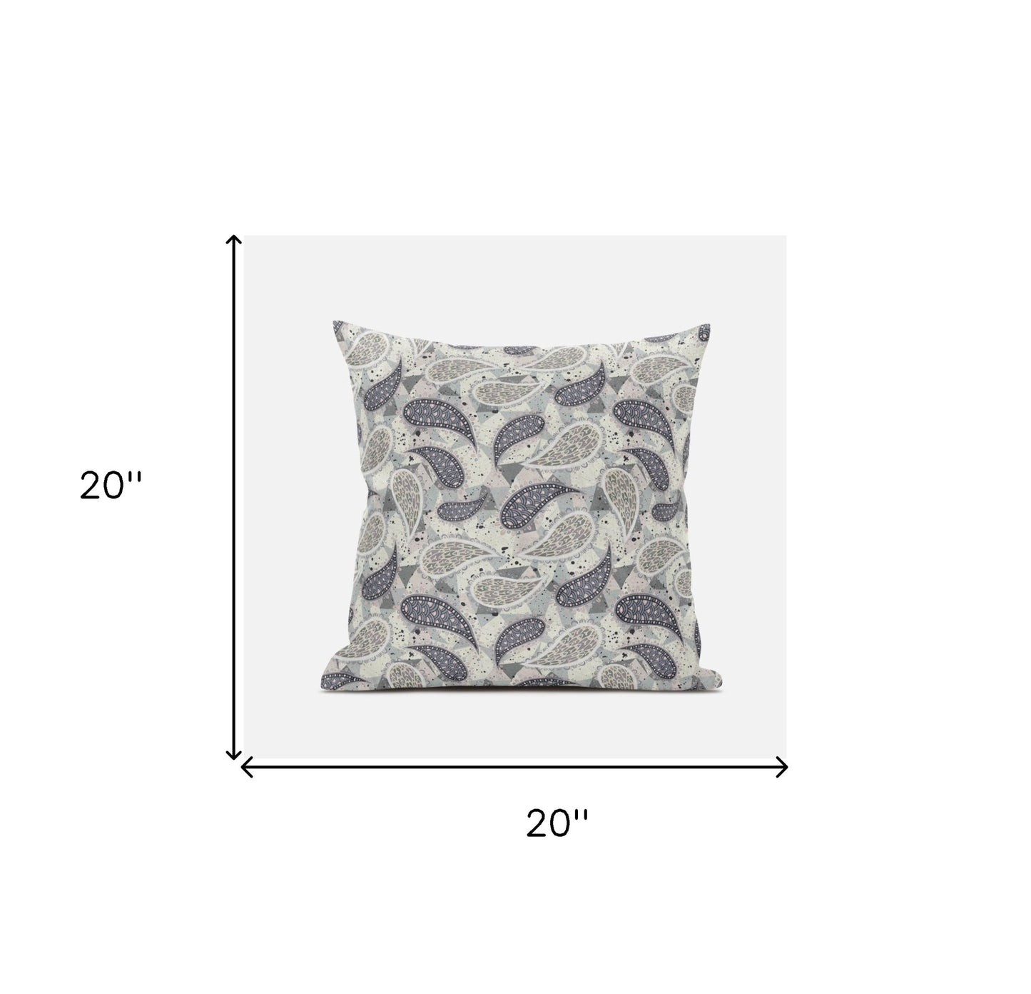 Gray Cream Boho Paisley Suede Pillow