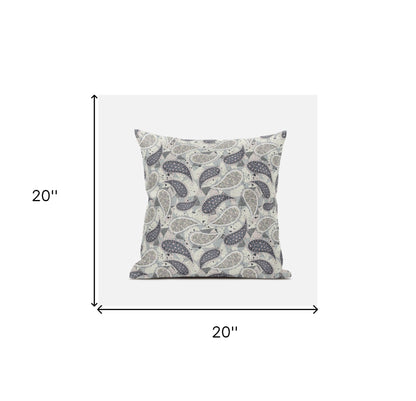 Gray Cream Boho Paisley Suede Pillow