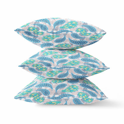 Green Indigo Boho Paisley Suede Pillow