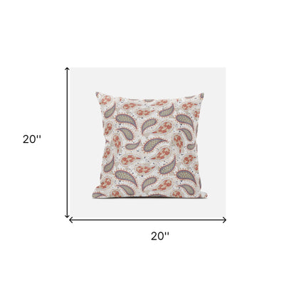 Red Beige Boho Paisley Suede Pillow