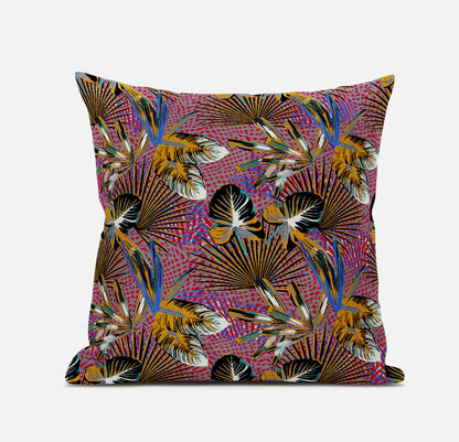 Magenta Gold Tropical Suede Pillow