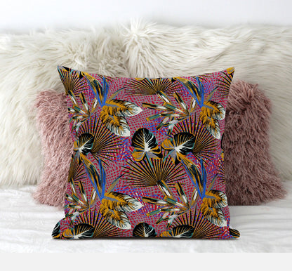Magenta Gold Tropical Suede Pillow