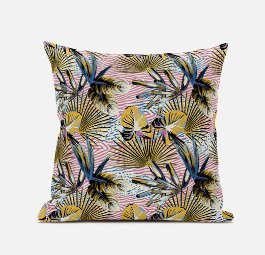 Gold Pink Tropical Suede Pillow