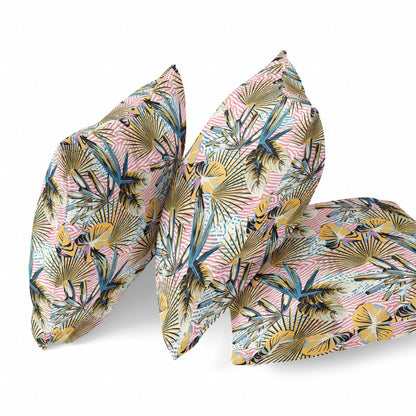 Gold Pink Tropical Suede Pillow