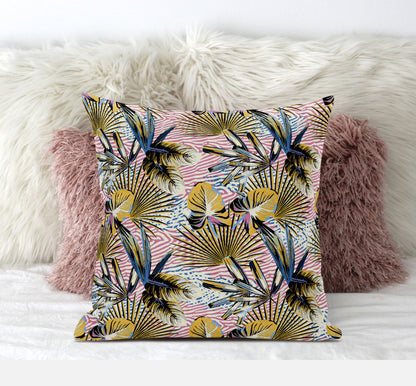 Gold Pink Tropical Suede Pillow