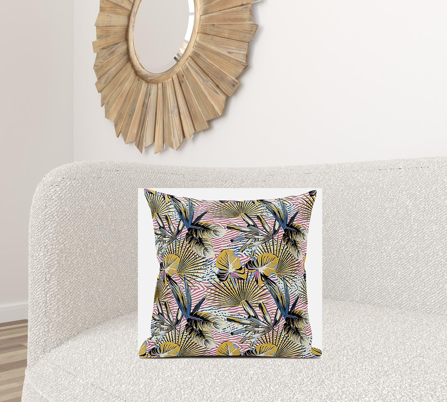 Gold Pink Tropical Suede Pillow
