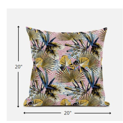 Gold Pink Tropical Suede Pillow