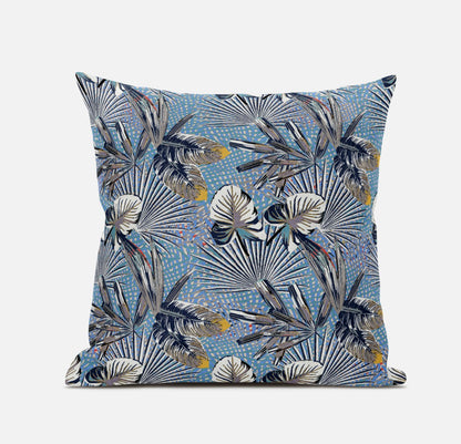 Gray Blue Tropical Suede Pillow