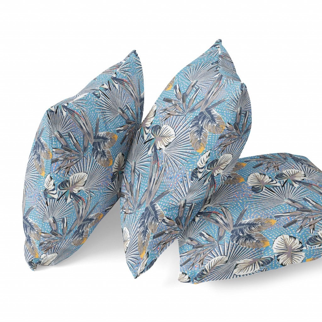Gray Blue Tropical Suede Pillow