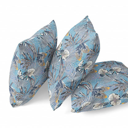 Gray Blue Tropical Suede Pillow