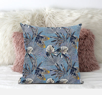 Gray Blue Tropical Suede Pillow