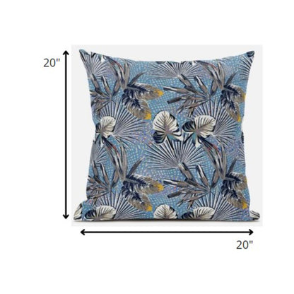 Gray Blue Tropical Suede Pillow