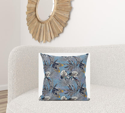 Gray Blue Tropical Suede Pillow
