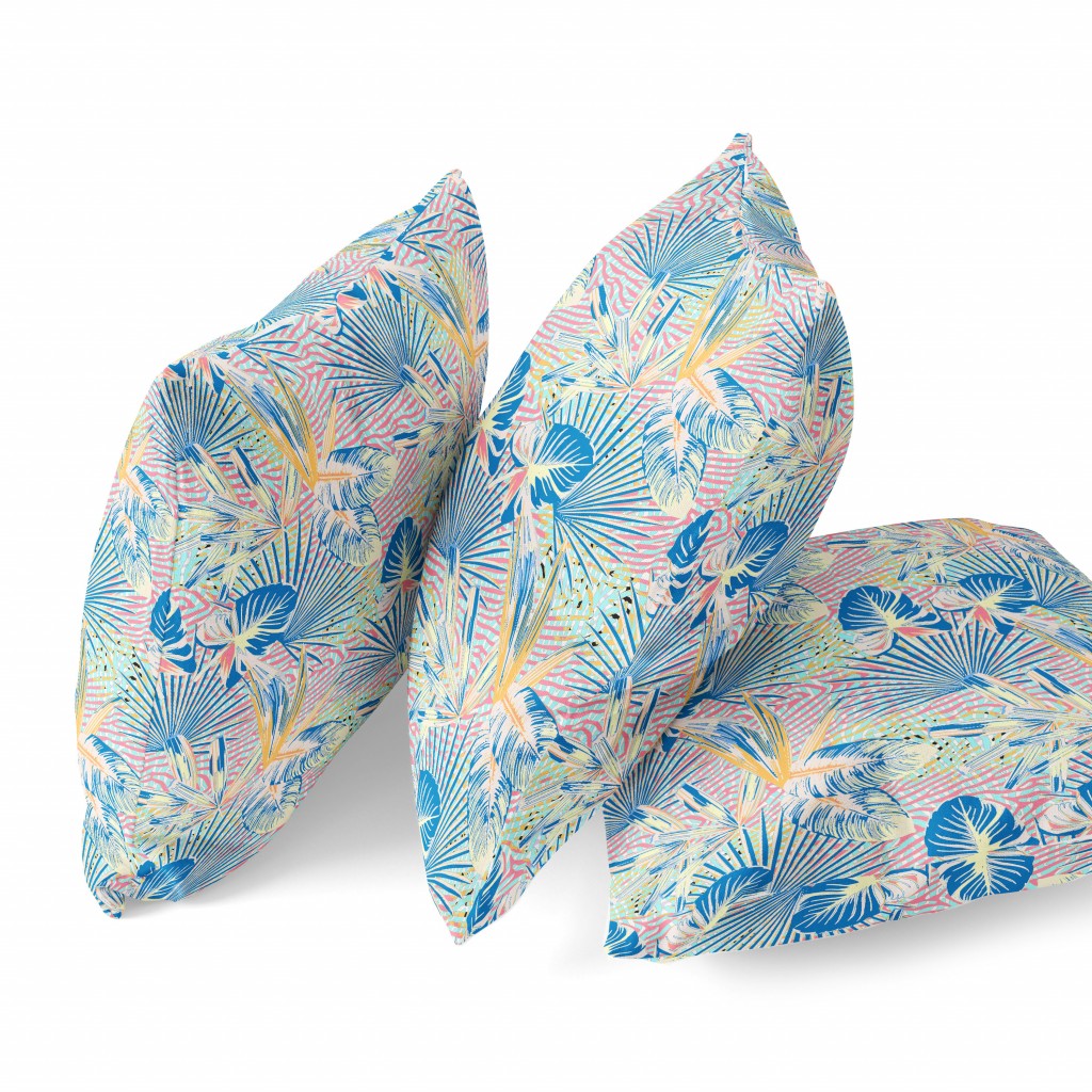 Blue Pink Tropical Suede Pillow