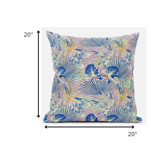 Blue Pink Tropical Suede Pillow