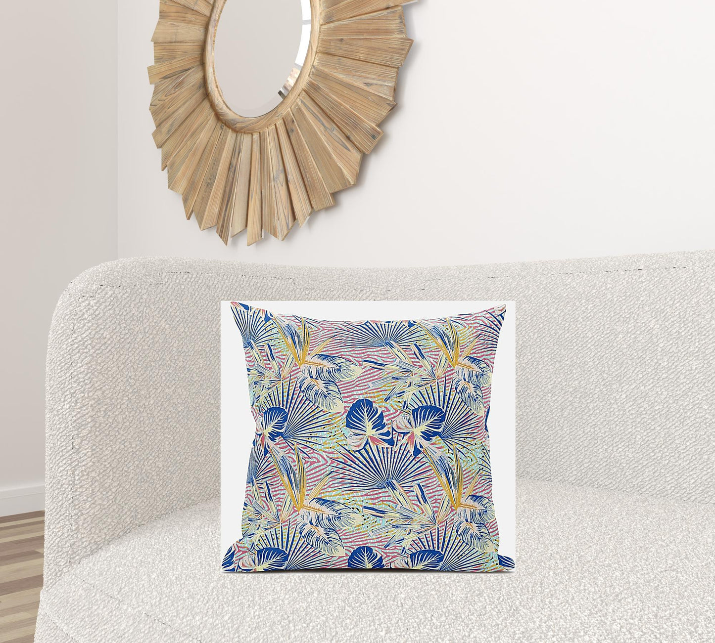 Blue Pink Tropical Suede Pillow