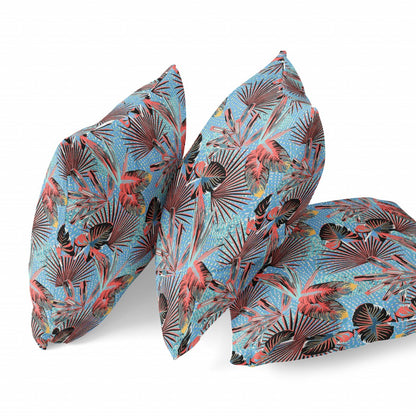 Coral Blue Tropical Suede Pillow