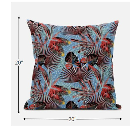 Coral Blue Tropical Suede Pillow