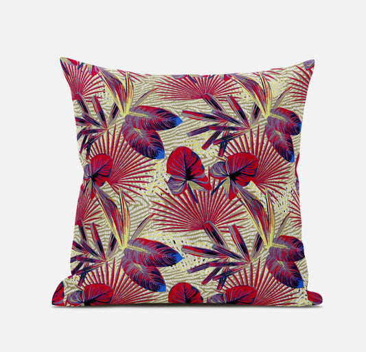 Pink Yellow Tropical Suede Pillow