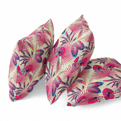 Pink Yellow Tropical Suede Pillow