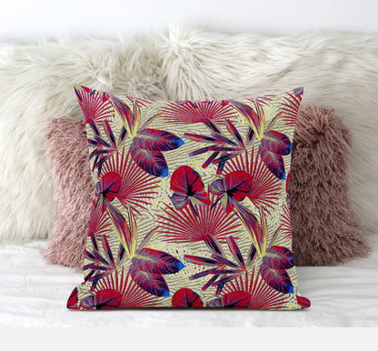 Pink Yellow Tropical Suede Pillow