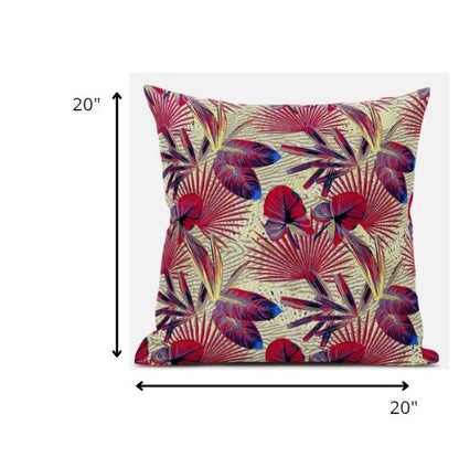 Pink Yellow Tropical Suede Pillow