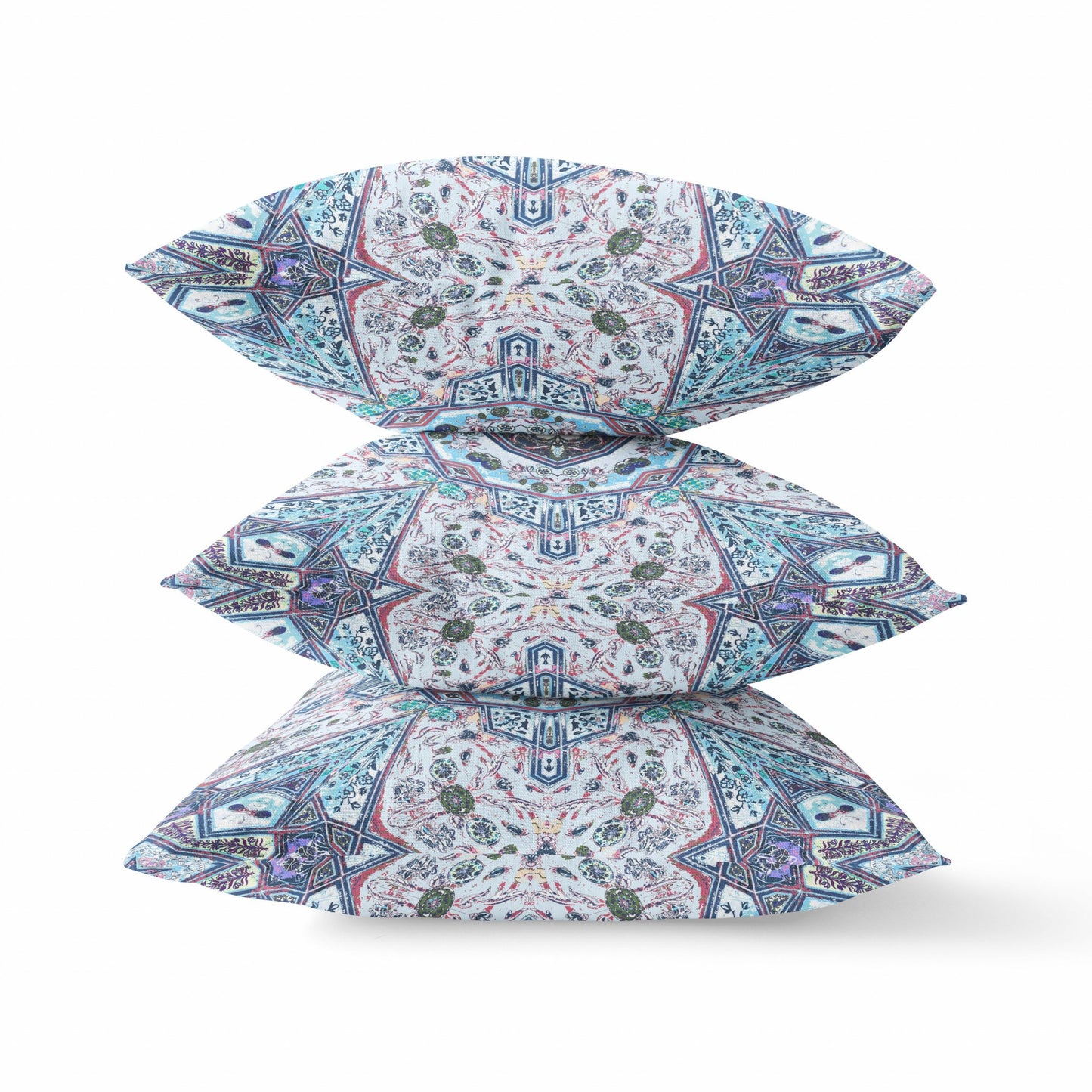Light Blue Gray Floral Boho Suede Pillow